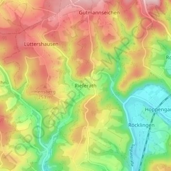 Mapa topográfico Rieferath, altitud, relieve