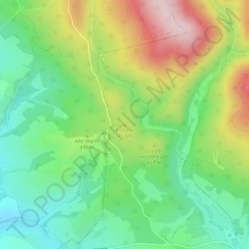 Mapa topográfico Eisborn, altitud, relieve