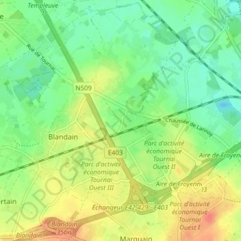 Mapa topográfico Honnevain, altitud, relieve