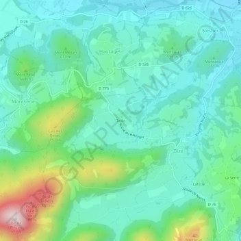 Mapa topográfico Teillo, altitud, relieve