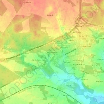 Mapa topográfico Grand Barias, altitud, relieve