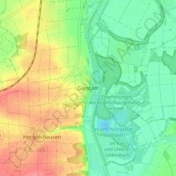 Mapa topográfico Garstadt, altitud, relieve