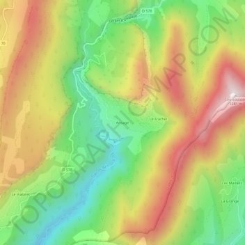Mapa topográfico Ansage, altitud, relieve