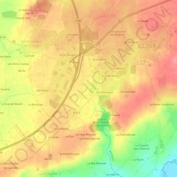 Mapa topográfico La Crochais, altitud, relieve