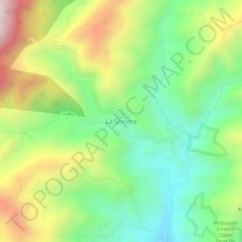Mapa topográfico La Sonora, altitud, relieve