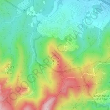 Mapa topográfico Turó de l'Home, altitud, relieve