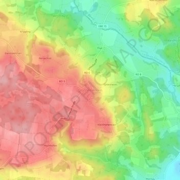 Mapa topográfico Großhöhenrain, altitud, relieve