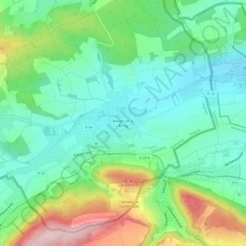 Mapa topográfico Berges de la Birsig, altitud, relieve