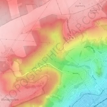 Mapa topográfico Wasserfall, altitud, relieve