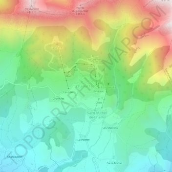 Mapa topográfico Chaillol 1600, altitud, relieve