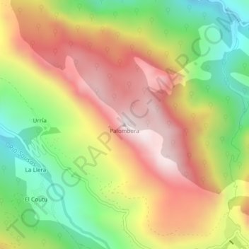 Mapa topográfico Palombera, altitud, relieve