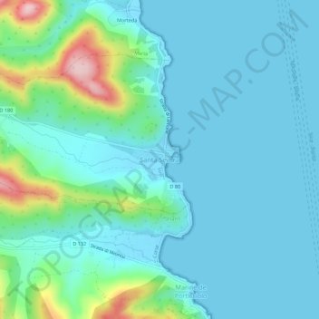 Mapa topográfico Santa Severa, altitud, relieve