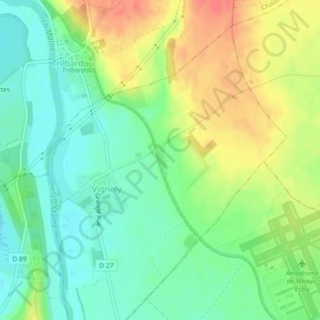 Mapa topográfico Écluse de Vignely, altitud, relieve