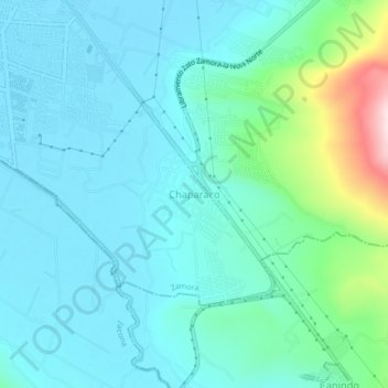 Mapa topográfico Chaparaco, altitud, relieve