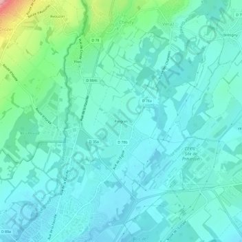 Mapa topográfico Pregnin, altitud, relieve