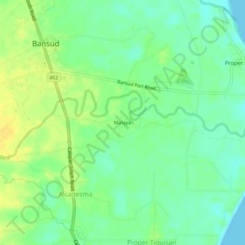 Mapa topográfico Malaya, altitud, relieve