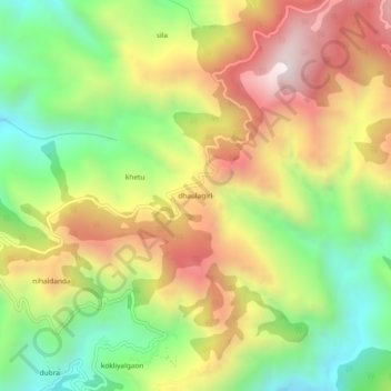 Mapa topográfico dhaulagiri, altitud, relieve