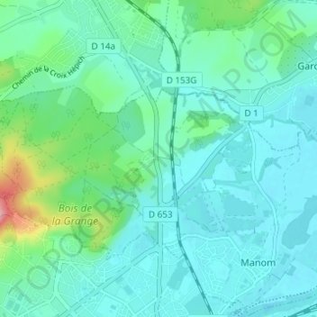 Mapa topográfico Maison Rouge, altitud, relieve