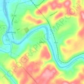 Mapa topográfico Moween, altitud, relieve