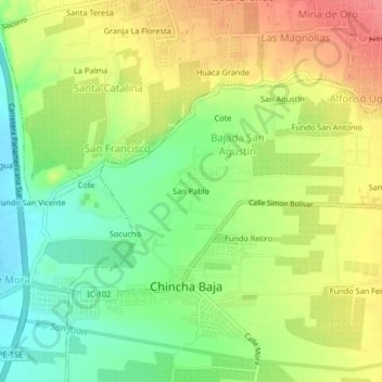 Mapa topográfico San Pablo, altitud, relieve