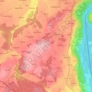 Mapa topográfico Asten, altitud, relieve