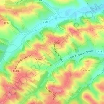 Mapa topográfico La Plan, altitud, relieve