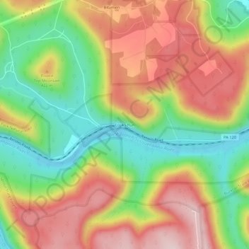 Mapa topográfico Cooks Run, altitud, relieve