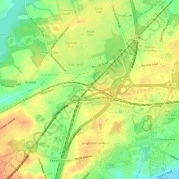 Mapa topográfico Woodbourne, altitud, relieve