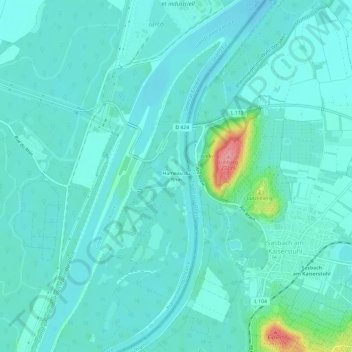 Mapa topográfico Hameau du Rhin, altitud, relieve