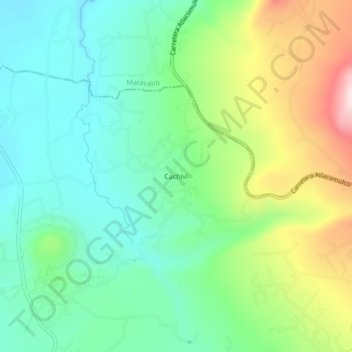 Mapa topográfico Cachivi, altitud, relieve