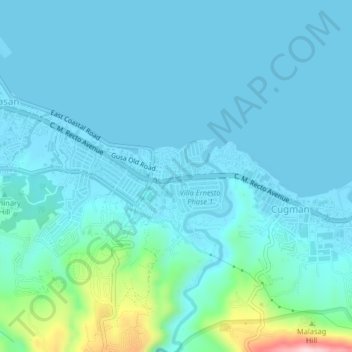 Mapa topográfico Gusa, altitud, relieve