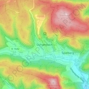 Mapa topográfico Ochsenbach, altitud, relieve
