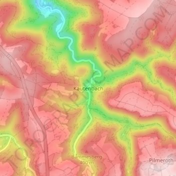 Mapa topográfico Kautenbach, altitud, relieve