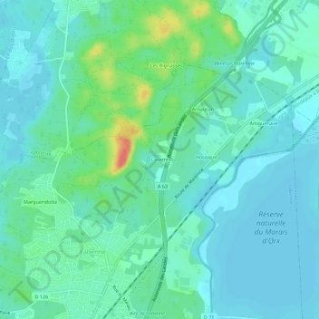 Mapa topográfico Laserre, altitud, relieve