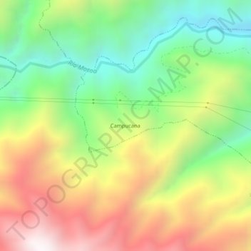Mapa topográfico Campucana, altitud, relieve