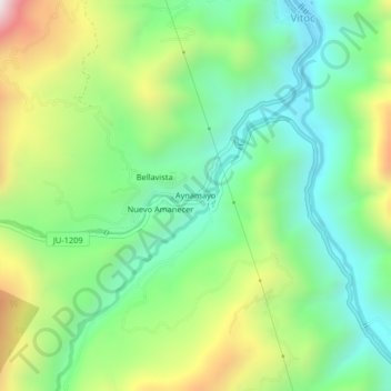 Mapa topográfico Aynamayo, altitud, relieve