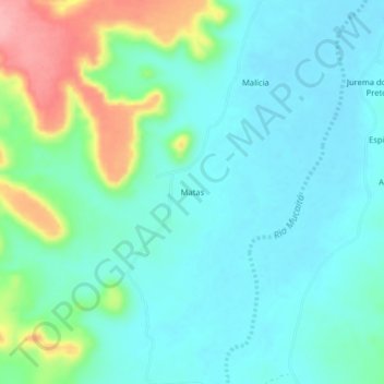 Mapa topográfico Matas, altitud, relieve