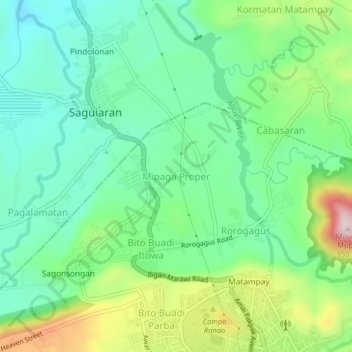 Mapa topográfico Mipaga Proper, altitud, relieve