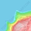 Mapa topográfico Flying Fish Cove, altitud, relieve
