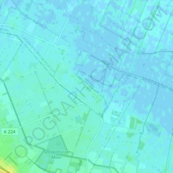 Mapa topográfico Hekelermoor, altitud, relieve