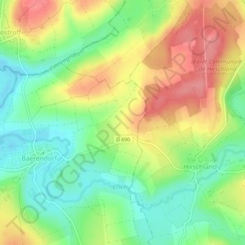 Mapa topográfico Kreutzel, altitud, relieve