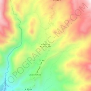 Mapa topográfico Campos de Ahumada Bajo, altitud, relieve