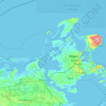 Mapa topográfico Ummanz, altitud, relieve