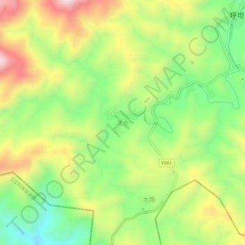 Mapa topográfico Gaobu, altitud, relieve