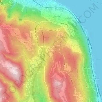 Mapa topográfico Stropino, altitud, relieve