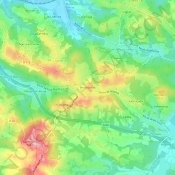 Mapa topográfico Mendilazkor, altitud, relieve
