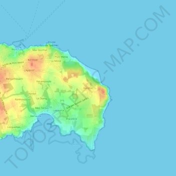 Mapa topográfico Kerohet, altitud, relieve