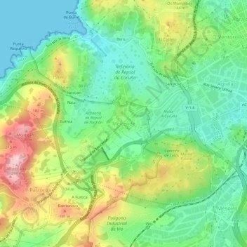 Mapa topográfico Meicende, altitud, relieve