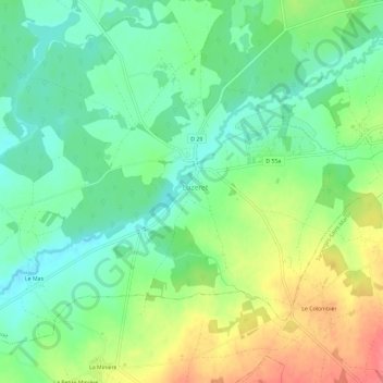 Mapa topográfico La Rue Aubret, altitud, relieve