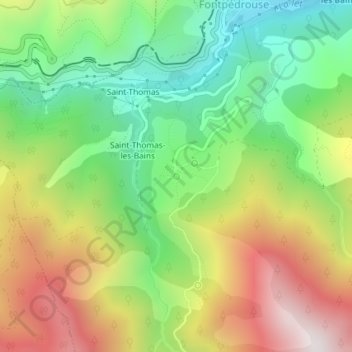 Mapa topográfico La Font, altitud, relieve